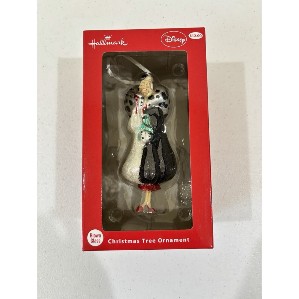 Hallmark NEW Cruella de Vil Blown Glass Christmas Tree Ornament 101 Dalmatians